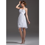 Sheath Sweetheart Asymmetrical Chiffon Cocktail Dress With Ruffle Beading (016021186)