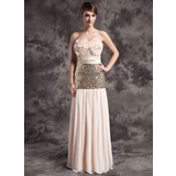 Sheath Sweetheart Floor-Length Chiffon Charmeuse Sequined Mother of the Bride Dress With Ruffle (008015030)
