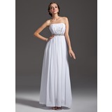 A-Line/Princess Strapless Floor-Length Chiffon Prom Dress With Ruffle Beading Sequins (018005355)