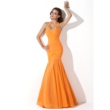 Mermaid Halter Floor-Length Chiffon Evening Dress With Ruffle Beading Sequins (017005814)