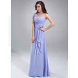 A-Line/Princess One-Shoulder Floor-Length Chiffon Bridesmaid Dress With Ruffle (007018787)