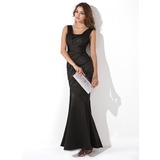 Mermaid Square Necklin Floor-Length Satin Evening Dress With Ruffle (017013724)