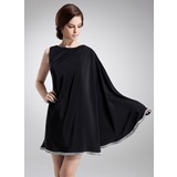 A-Line/Princess Scoop Neck Knee-Length Chiffon Cocktail Dress With Beading (016008528)