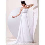 Empire Sweetheart Sweep Train Chiffon Evening Dress With Ruffle Beading Sequins (017014078)