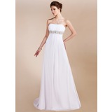 Empire Sweetheart Sweep Train Chiffon Prom Dress With Ruffle Beading (018020741)