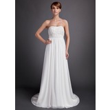 Empire Sweetheart Watteau Train Chiffon Wedding Dress With Ruffle Beadwork (002001170)