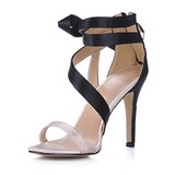 Silk Like Satin Stiletto Heel Slingbacks Sandals Wedding Shoes With Satin Flower (047015186)
