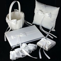 Wedding Collection Set in White Satin With Ribbons (5 Pieces)(100017968)