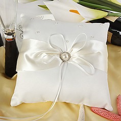 Eternity Wedding Ring Pillow In Ivory Satin With Faux Pearl(103018242)