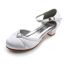 Satin Low Heel Closed Toe Flats Wedding Shoes With Rhinestone (047020913)