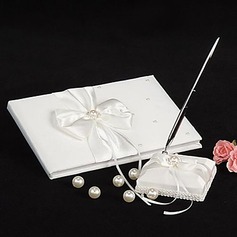 Ivory Wedding Guest Book And Pen Set With Pearl Accents(101018154)