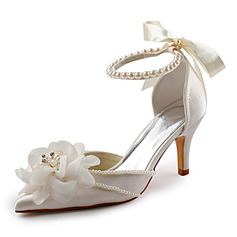 Satin Stiletto Heel Sandals Wedding Shoes With Imitation Pearl (047005172)