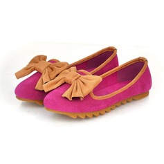 Leatherette Flat Heel Closed Toe Flats With Bowknot (086026216)