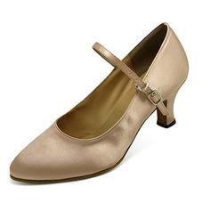Satin Heels Pumps Modern Dance Shoes With Buckle (053013034)