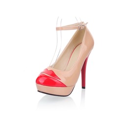 Patent Leather Stiletto Heel Closed Toe Platform Pumps With Buckle (085025200)