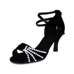 Satin Heels Sandals Latin Dance Shoes With Ankle Strap (053006986)