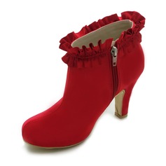 Satin Chunky Heel Closed Toe Platform Boots Wedding Shoes (047017794)