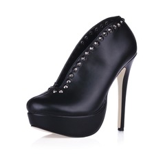 Leatherette Stiletto Heel Platform Boots Ankle Boots (088013699)