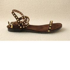Suede Velvet Flat Heel Sandals Flats With Rivet (087024961)