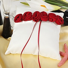 White Ring Pillow With Bold Red Luxury Rose Lined(103018246)