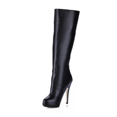 Leatherette Stiletto Heel Platform Boots Knee High Boots (088013828)