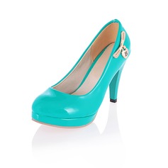 Patent Leather Stiletto Heel Closed Toe Platform Pumps With Bowknot (085022840)