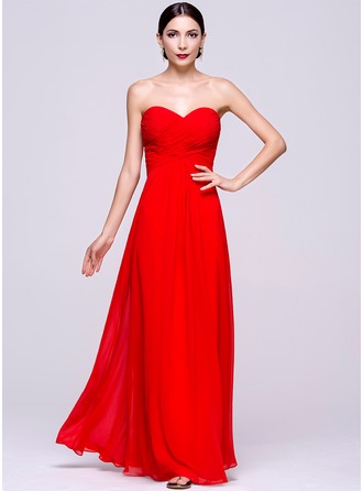 A-Line/Princess Sweetheart Floor-Length Chiffon Bridesmaid Dress With Ruffle 