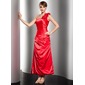 One-Shoulder Ankle-Length Charmeuse Evening Dress With Ruffle (017014552)