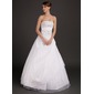Ball-Gown Strapless Floor-Length Taffeta Organza Wedding Dress With Lace Beadwork (002015491)