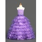 A-Line/Princess Floor-Length Organza Satin Flower Girl Dress With Ruffle Beading Sequins (010002153)