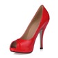 Patent Leather Stiletto Heel Peep Toe Pumps (085017004)