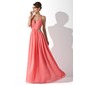 A-Line/Princess Halter Floor-Length Chiffon Prom Dress With Ruffle Beading (018020794)