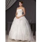 Ball-Gown Sweetheart Sweep Train Organza Satin Wedding Dress With Ruffle (002014468)