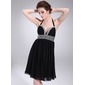 Empire Halter Knee-Length Chiffon Homecoming Dress With Ruffle Beading (022009840) Empire Halter Knee-Length Chiffon Homecoming Dress With Ruffle Beading (022009840)