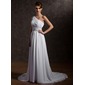 A-Line/Princess One-Shoulder Court Train Chiffon Wedding Dress With Ruffle Beadwork (002012661) A-Line/Princess One-Shoulder Court Train Chiffon Wedding Dress With Ruffle Beadwork (002012661)