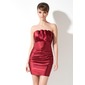 Sheath Scalloped Neck Short/Mini Charmeuse Cocktail Dress With Ruffle (016003033)