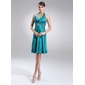 A-Line/Princess Halter Knee-Length Charmeuse Holiday Dress With Beading (020020920) A-Line/Princess Halter Knee-Length Charmeuse Holiday Dress With Beading (020020920)