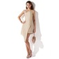 Sheath V-neck Asymmetrical Taffeta Homecoming Dress With Lace Beading Sequins (022009647)