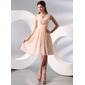 A-Line/Princess V-neck Knee-Length Chiffon Holiday Dress With Ruffle (020014095)