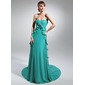 Empire Sweetheart Court Train Chiffon Prom Dress With Ruffle (018015069)