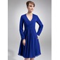 A-Line/Princess V-neck Knee-Length Chiffon Kate Middleton Style With Ruffle (044020782)