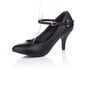 Leatherette Spool Heel Closed Toe Pumps With Buckle (085025194) Leatherette Spool Heel Closed Toe Pumps With Buckle (085025194)