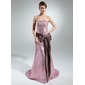 Sheath Strapless Sweep Train Taffeta Sequined Prom Dress With Sash (018022449)