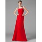 Hot Sell Mermaid Halter Floor-Length Chiffon  Charmeuse Evening Dresses with Ruffle  Beading (017002264)