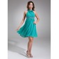 A-Line/Princess Scoop Neck Knee-Length Chiffon Cocktail Dress With Ruffle Beading (016008542)