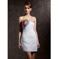 Sheath Sweetheart Short/Mini Charmeuse Cocktail Dress With Ruffle Flower(s) (016008556) Sheath Sweetheart Short/Mini Charmeuse Cocktail Dress With Ruffle Flower(s) (016008556)