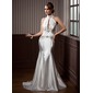 Mermaid High Neck Court Train Tulle Charmeuse Wedding Dress With Ruffle Beadwork (002012202) Mermaid High Neck Court Train Tulle Charmeuse Wedding Dress With Ruffle Beadwork (002012202)