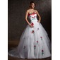Ball-Gown Sweetheart Court Train Satin Tulle Wedding Dress With Appliques (002011386) Ball-Gown Sweetheart Court Train Satin Tulle Wedding Dress With Appliques (002011386)