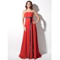 Empire Strapless Court Train Chiffon Charmeuse Evening Dress With Sash (017017380)