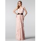 A-Line/Princess One-Shoulder Floor-Length Chiffon Prom Dress With Ruffle Beading (018004909)